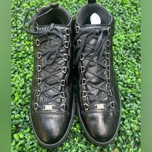 Balenciaga Arena High Noir Black Leather Sneakers Men’s Size 48